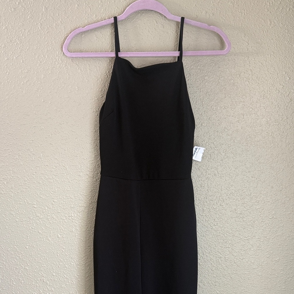 Black jumpsuit adjustable spaghetti straps 30” inseam